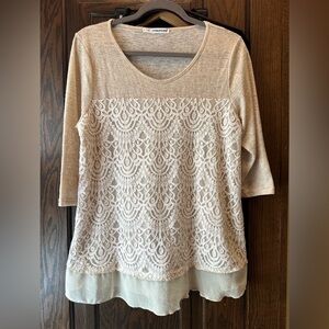 Maurice’s Cream -Colored Lace Top, Plus Size, Size 1